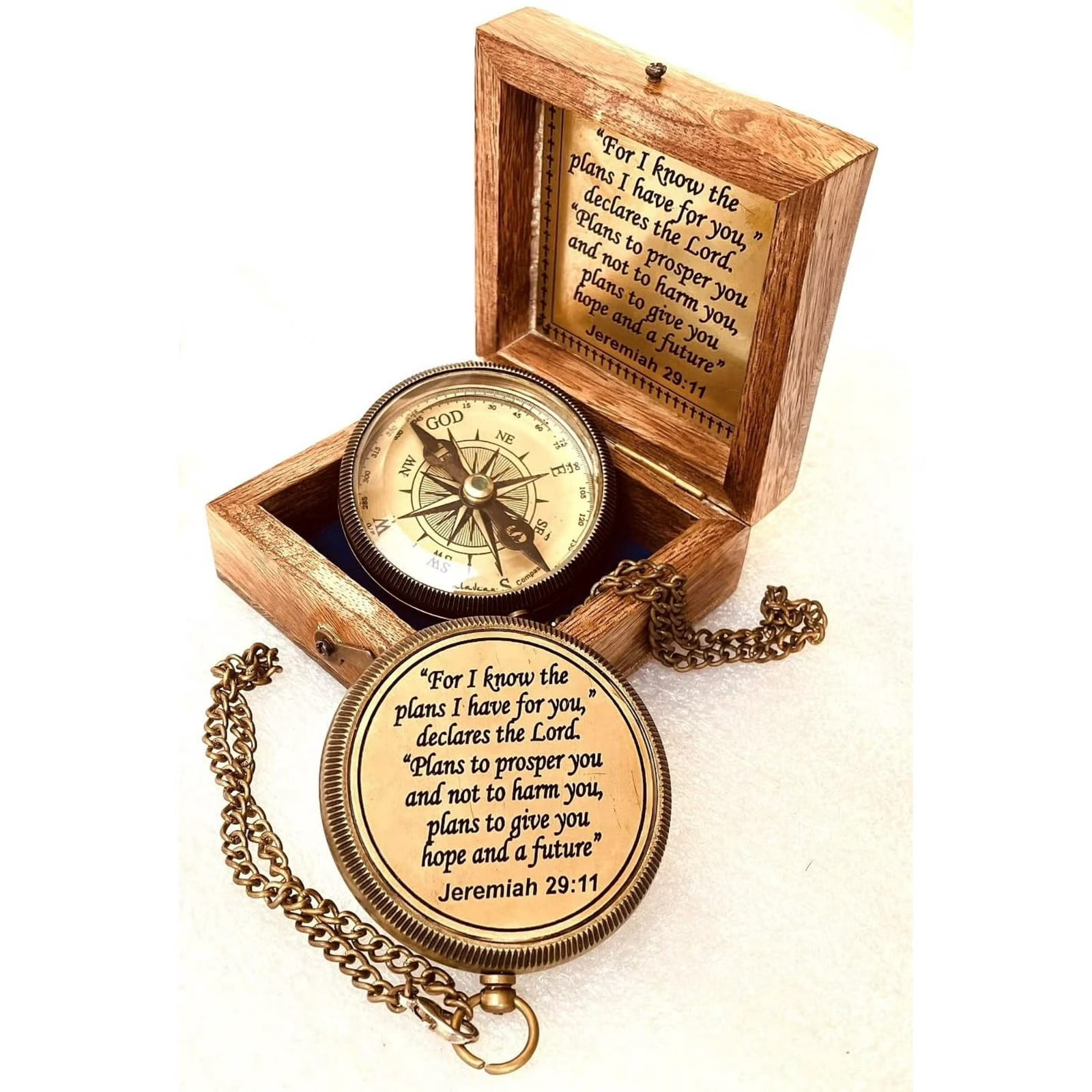Religious Gifts for Men Engraved Compass for I Know The Plans -God, Camping Compass Christian Gifts Catholic Boys Girls Baptism Communion Inspirational Graduation Gifts