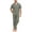 Army Green, variant on Men's 100% Cotton Pajamas Set Button Down Sleepwear Short Sleeve and Long Pants Pjs (Navy Blue,XL)