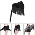 thumbnail image 3 of Pañuelo para la cadera para danza del vientre, falda de baile para mujer con lentejuelas brillantes, disfraces de bailarina Negro, 3 of 9