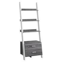 JERFIT 4-Tier Ladder Bookshelf with Drawers, 69" Tall Narrow Bookcase, Modern Grey Storage Shelf for Living Room, Office, Bedroom