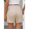 thumbnail image 3 of SHEWIN Casual Womens Shorts Elastic Waist Lace Satin Silk Shorts Pajama Bottoms Cute Summer Beach Pants with Pockets, 3 of 10