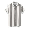 thumbnail image 3 of uublik Mens Button Up Shirts Short Sleeve Short Sleeve Button-Up Striped Dress Shirts Summer Beach Shirt Brown L, 3 of 5