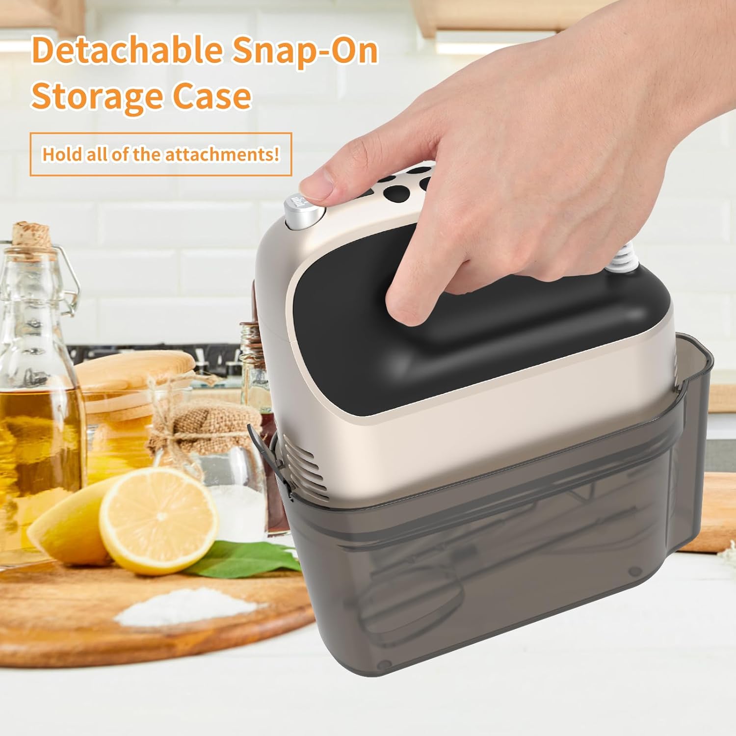 400W DC Motor Digital Hand Mixer with Storage Case, 5 Stainless Steel Accessories including Beaters, Dough Hooks and Whisk