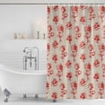 thumbnail image 3 of Red Floral Shower Curtain, Waterproof Shower Curtains for Bathroom, Valentine's Day Roses Flowers Vintage Beige Washable Fabric Bathtub Curtain Set Bath Decor with 12 Hooks 72"x78", 3 of 8