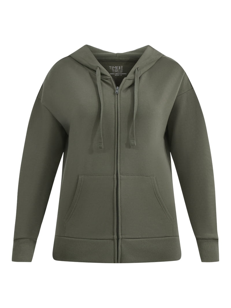 Time and Tru Women's and Women's Plus Zip Front Fleece Hoodie