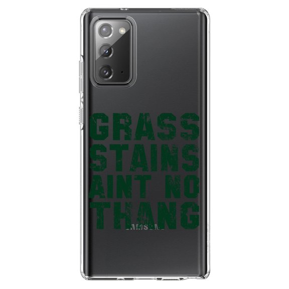 DistinctInk Clear Shockproof Hybrid Case for Galaxy Note 20 ULTRA (6.9" Screen) - TPU Bumper Acrylic Back Tempered Glass Screen Protector - Grass Stains Ain't No Thang