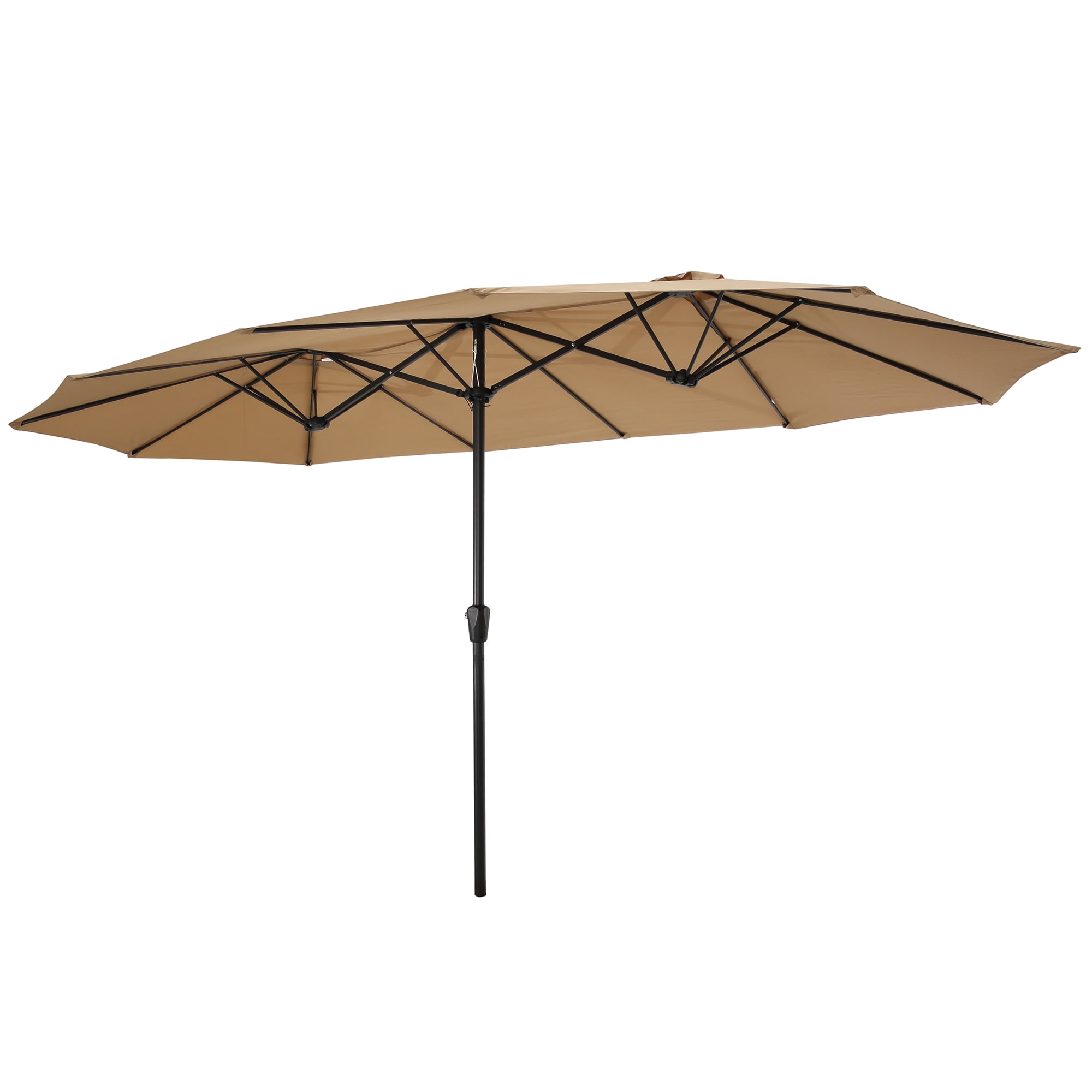 Taupe Linklife 10x6.5 Rectangular Patio Umbrella Outdoor Market Table Umbrella with Push Button Tilt and Crank