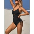thumbnail image 5 of Womens Ruched One Piece Swimsuit V Neck Monokini Bath Suit Tie Side Swimwear, 5 of 6