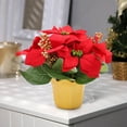 thumbnail image 2 of OEFNTAC Decorations Artificial Potted Poinsettia Christmas Flower Arrangement Faux Red Plants Holiday Table Decor Easter Bonsai Home Office 20x28cm Christmas Decor, 2 of 4