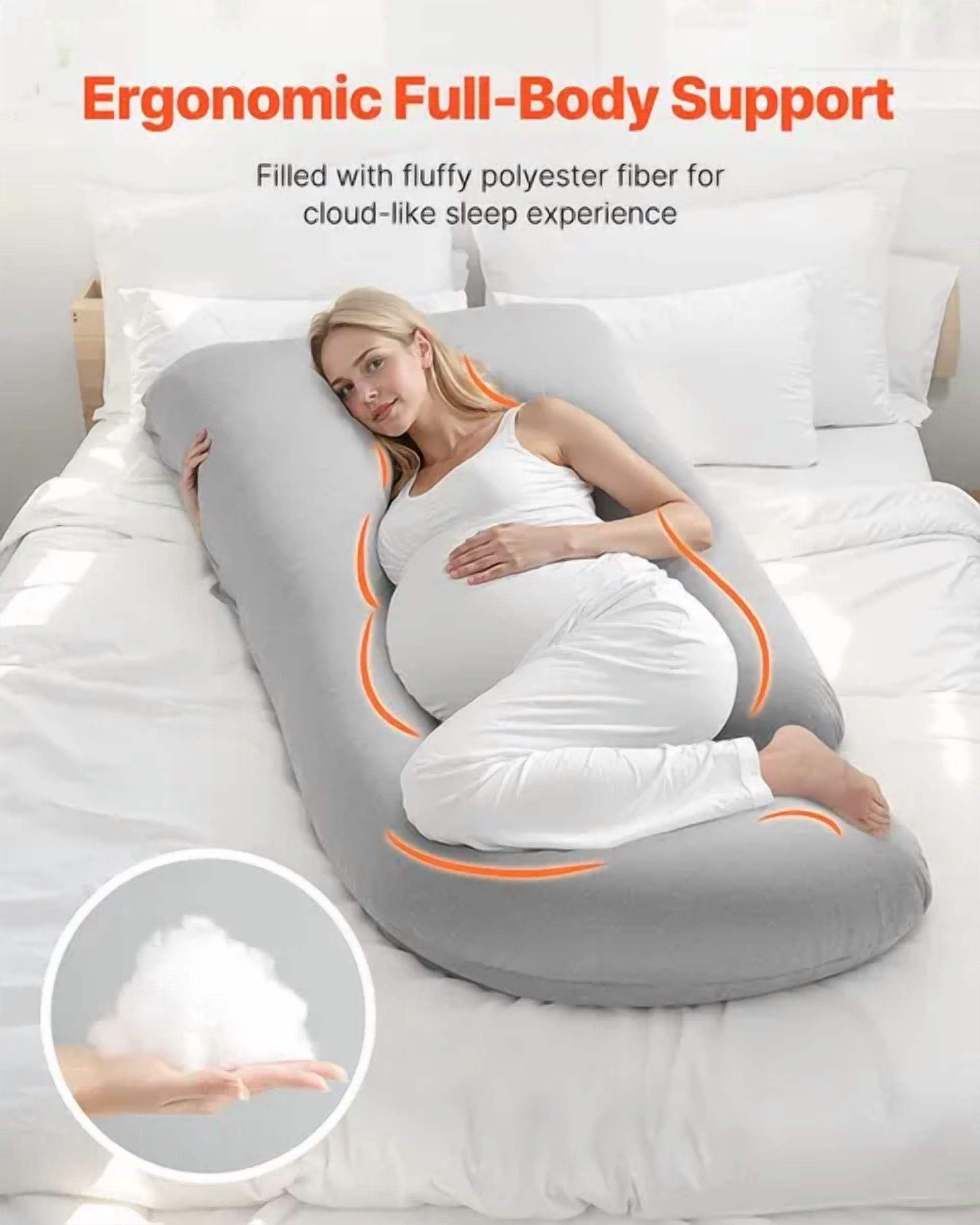 G Shaped Pregnancy Pillow Full Body Support Maternity Pillow for Sleeping with Removable Washable Cover Soft Breathable for Back Belly Hips Legs Relief