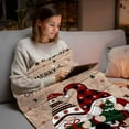 thumbnail image 5 of Merry Christmas Flannel Blanket for Bed,Travel and Camping, Winter Xmas Dwarfs Poinsettia Red Green Wooden Super Soft Cozy Blanket for All Seasons 50"x80", 5 of 9