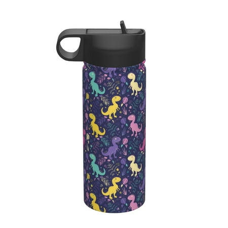 

Qekee Colorful Dinosaur Print 18OZ Sports Insulated Kettle Coffee Mug Travel Tea Mug Thermos Cup 18 Stainless Steel Water Bottle For Running Hiking Cycling