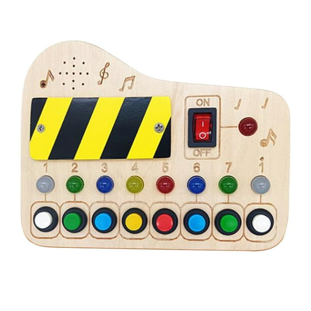pequeños Tablero ocupado Montessori Tablero de música Juguetes educativos de viaje Botones electrónicos Interruptor Tablero sensorial de madera
