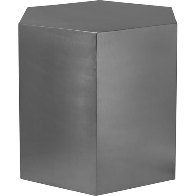 Meridian Furniture Table d'Appoint Hexagonal en Métal Brossé Chromé