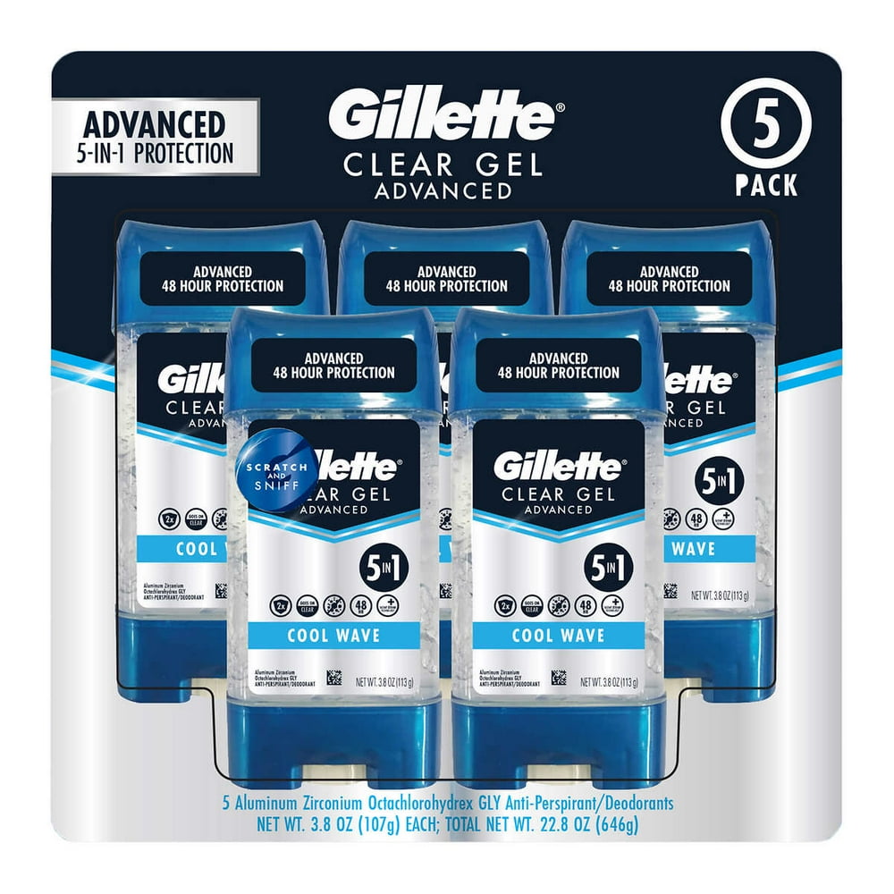 Gillette Advanced Clear Gel Antiperspirant 3.8 oz., 5count Walmart