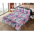 thumbnail image 4 of Japanese Vibes Sheet Set, Wild Jungle Theme Watercolor Sakura Pattern Bohemian Print, Fitted & Flat Sheet with Pillowcase Bedding Accent 4 Pcs Set, Queen, Pale Pink Hot Pink Quartz, by Ambesonne, 4 of 5