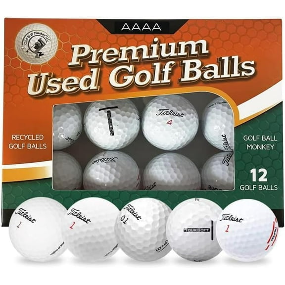 Golf Ball Monkey Recycled Taylormade Golf Balls Bulk Mix 12 Pack - 4A/ Near Mint Taylormade TP5, TP5X, Speed Soft, Distance , ProjectA, RBZ, Tour Response Golf Balls TaylorMade & More