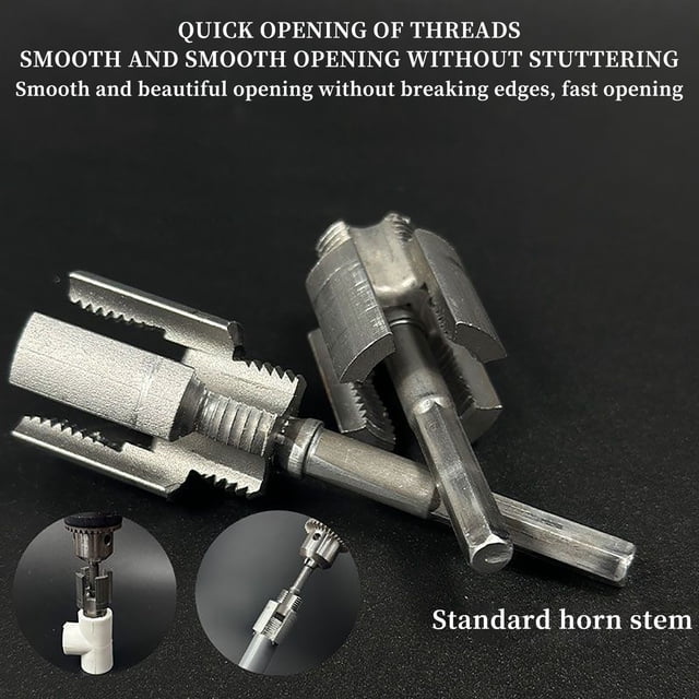 Djiypn Integrated Internal & External Pipe Threading Tool, 1/2'' 3/4'' Dies, Pipe Thread Cutting Tool, Electric Drill Compatible PVC Pipe Threader Kit for Home Repair (3/4")