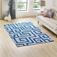 thumbnail image 6 of Modway Nahia Geometric Maze 5' x 8' Area Rug in Ivory and Blue, 6 of 7