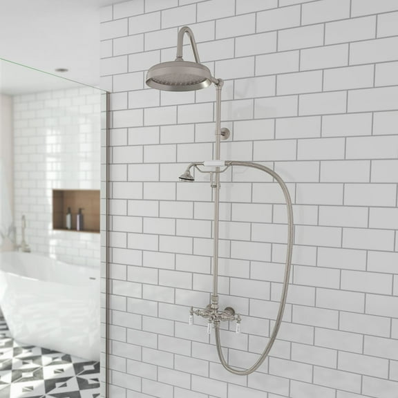 Mason Hill Collection Exposed Porcleain Handle Shower Set with Handshower