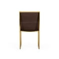 thumbnail image 4 of Cid 19 Inch Modern Dining Chair, Metal legs, Set of 2, Brown, Brass- Saltoro Sherpi, 4 of 5