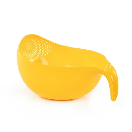

Mintra Home Rice Colander Strainer Lightweight for cleaning rice beans fruit and vegetables (Yellow)