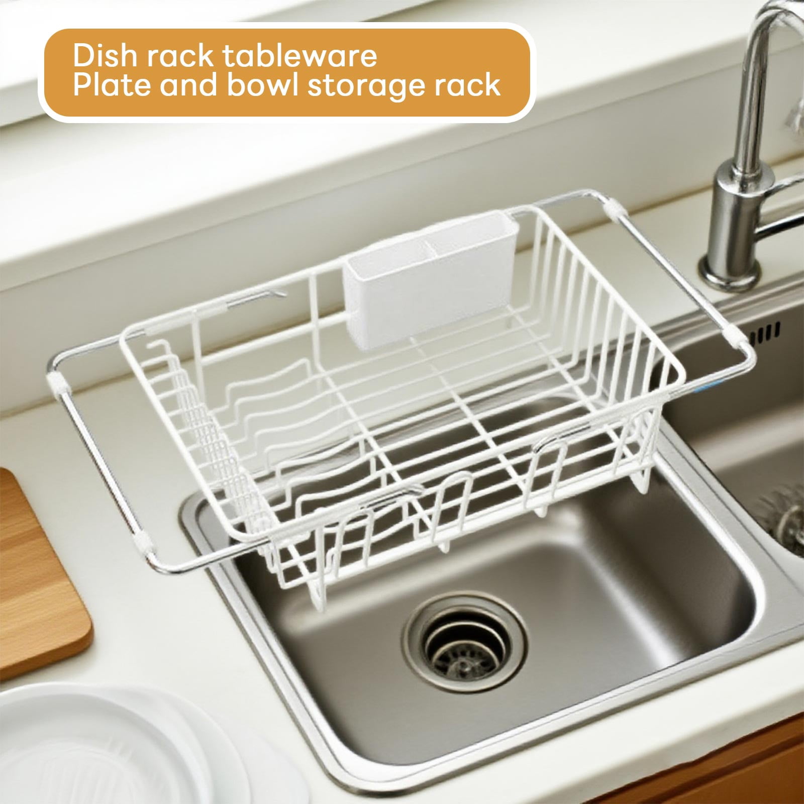 BallsFHK Dish Drying Rack In Sink, Expandable Stainless Steel Dish Drainer For Kitchen Sink