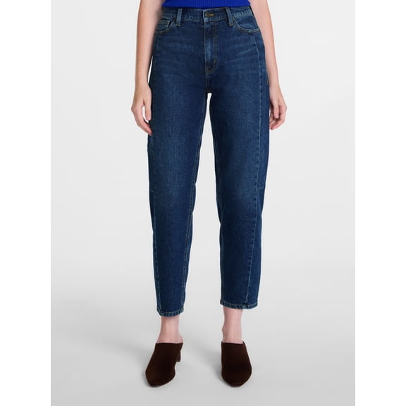 Scenario Women's and Women's Plus High Rise Barrel Jeans, Regular 28", and Short 26" Inseam, Sizes 0-28W