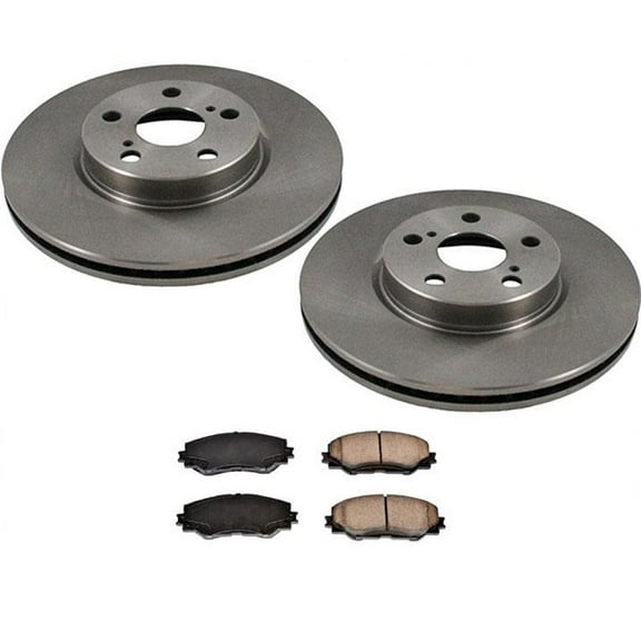 Fits 08-14 Scion XD & 09-16 Corolla 1.8L (2) FRONT Brake Rotors & Ceramic Pads
