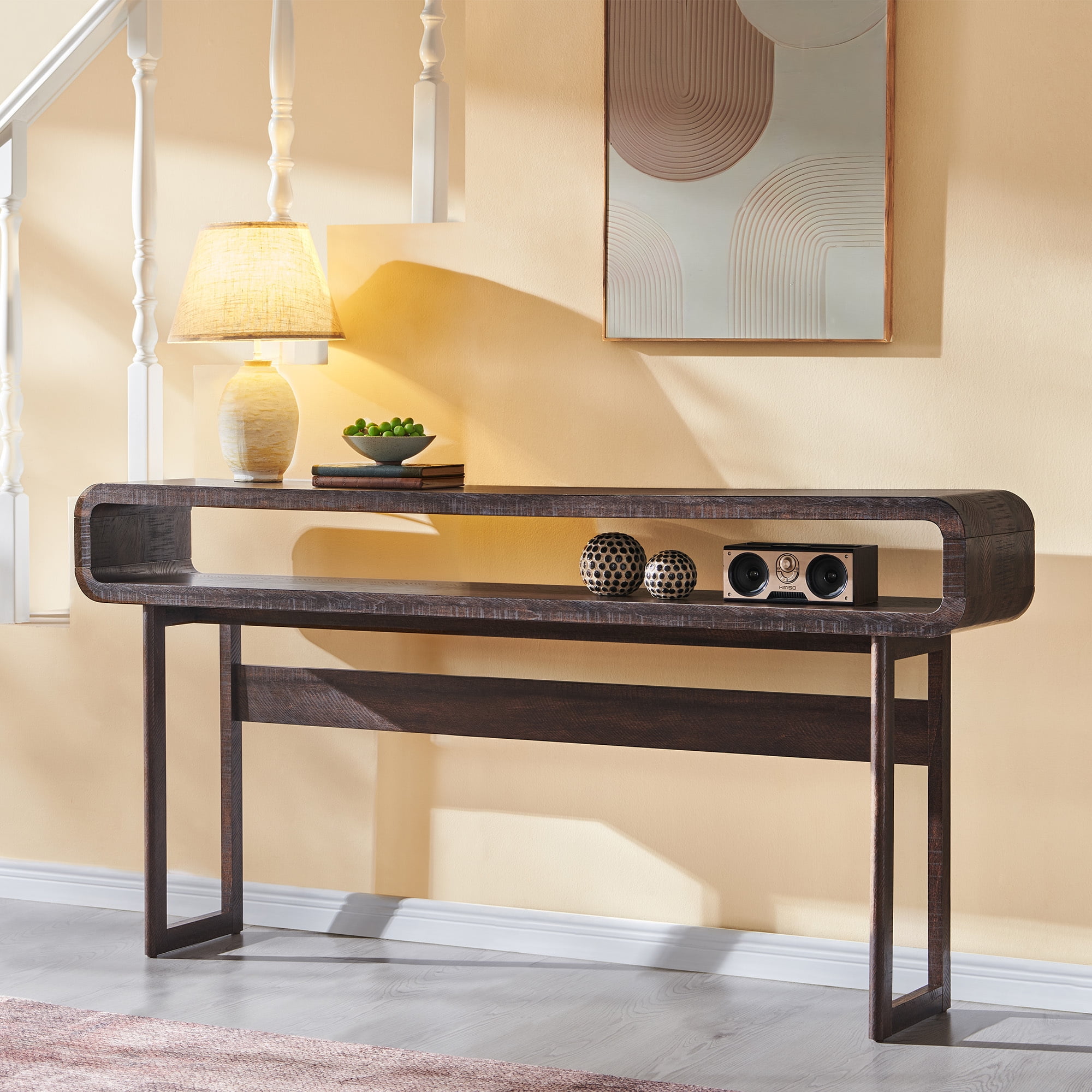 SinCiDo 63" Long Console Table for Entryway w/Open Storage Shelf, Sofa Table Behind Couch, Modern Entryway Table for Living Room, Hallway