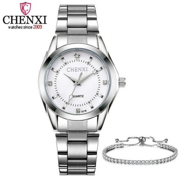 2PCS/Set Contain Women Quartz Watches and Fashion Jewelry Bracelets CHENXI Fashion Casual Wristwatches Ladies Luxury Brand Clock