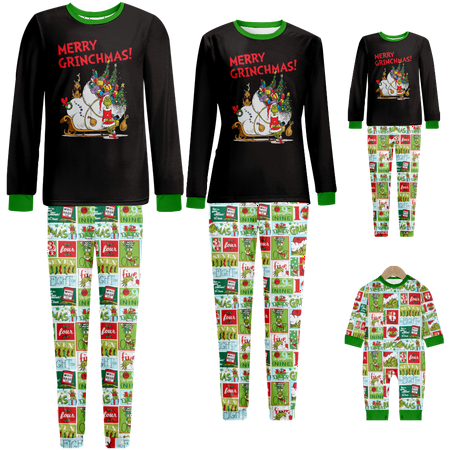 

Holiday Family Matching Christmas Pajamas Set Christmas Santa Monster Cartoon Print Baby-Kids-Adult-Pet Size 2 Pieces Top and Pants Bodysuits Sleepwear Pajamas Set