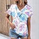 thumbnail image 2 of Tops de Algodón para Mujeres Cuello en V Moda Casual Manga Corta Primavera Verano Top para el Hogar Y Diario, 2 of 6