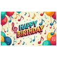 thumbnail image 3 of LUUFILx Happy Birthday Music Banner Backdrop Party Supplies Photography Props Celebration Background Decoration Guitar Microphone Sheet Music, 3 of 8