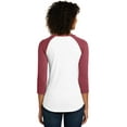 thumbnail image 2 of District Women's Fitted Very Important Tee 3/4-Sleeve Raglan Dt6211 Heathered Red/ White XXL, 2 of 4