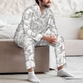 thumbnail image 6 of KLL Hand Drawn Rabbit Sleepwear Mens Flannel Pajamas,Long Cotton Pj Set, 6 of 7