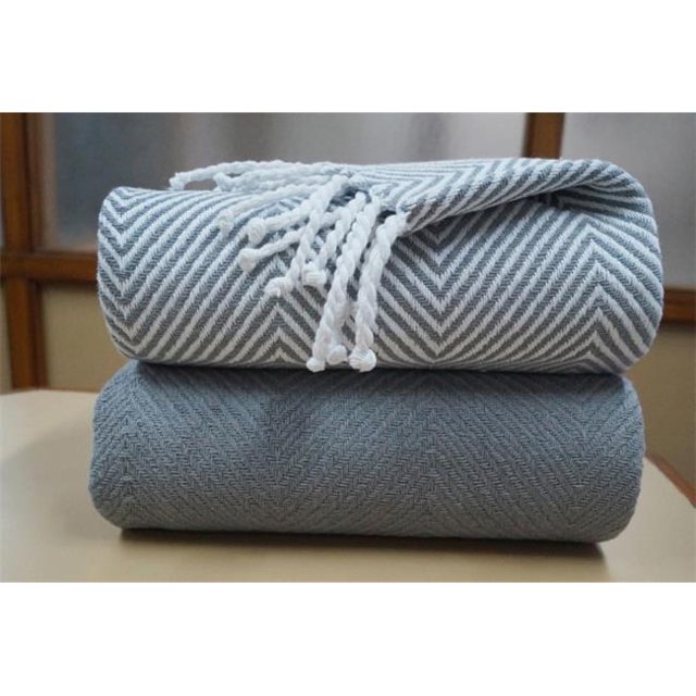 Affinity Linens HBTH100PCT-DGE Doux 100 pour Cent Coton Jeter avec Main Noué Franges-Colombe Gris