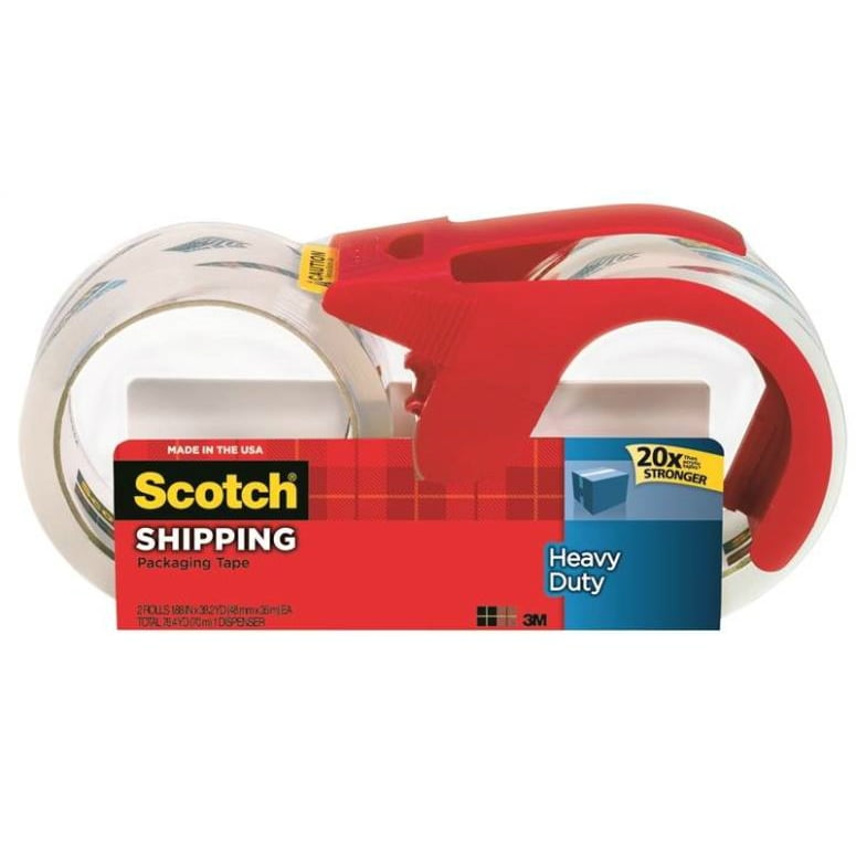 Scotch 3850S21RD Heavy Duty Shipping Packaging Tape w/Dispenser, 1.88