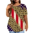 thumbnail image 2 of HOMBOM Independence Day Womens Tops Clearance Under $10 Short Sleeve Yellow Tunic Blouse Round-neck Plus Size Fashion Blouse L, 2 of 6