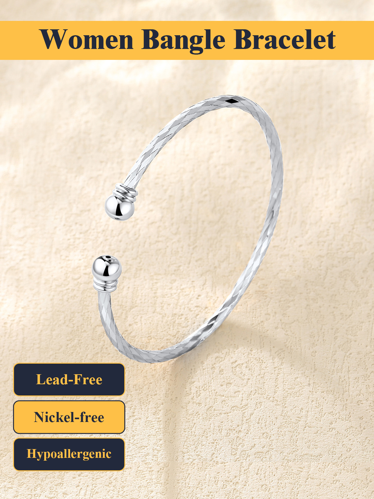 U7 Women's Twisted Silver Cuff Bangle Bracelet photo 3