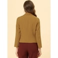 thumbnail image 4 of INSPIRE CHIC Chaqueta abierta de la chaqueta del traje de la cosecha del trabajo de la oficina del frente de las mujeres Caqui oscuro-Sólido XL, 4 of 6