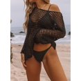 thumbnail image 5 of DAKIMOE Crochet Cover Up for Women Sexy Hollow Out Long Sleeve Swim Cover Up Knit Summer Outfits Swimsuit Mesh Cover Up Tunic Top for Beach Pool， Black, 5 of 8