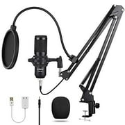 streaming microphone USB Condenser Microphone Computer PC Microphone Kit with Adjustable Scissor Arm Stand Shock Mount for Instruments Voice Overs Recording Podcasting YouTube Karaoke Gami