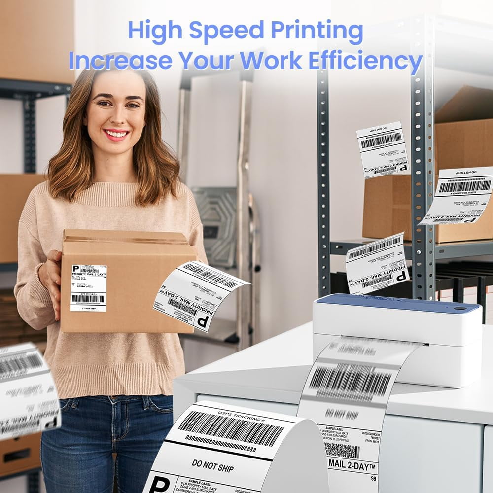 Thermal Label Printer, 4X6 Shipping Labels Printer for Small Business, Wireless Label Printers for Package for Phone & Pad & PC, Used for Ebay, UPS, Shopify, TikTok, USPS, FedEx, DHL, Temu