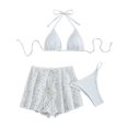 thumbnail image 2 of Vedolay Swimsuits Women's High Cut Bikini Sets Ribbed V-Wire Cami Bikini Two Piece Swimsuit,White M, 2 of 5