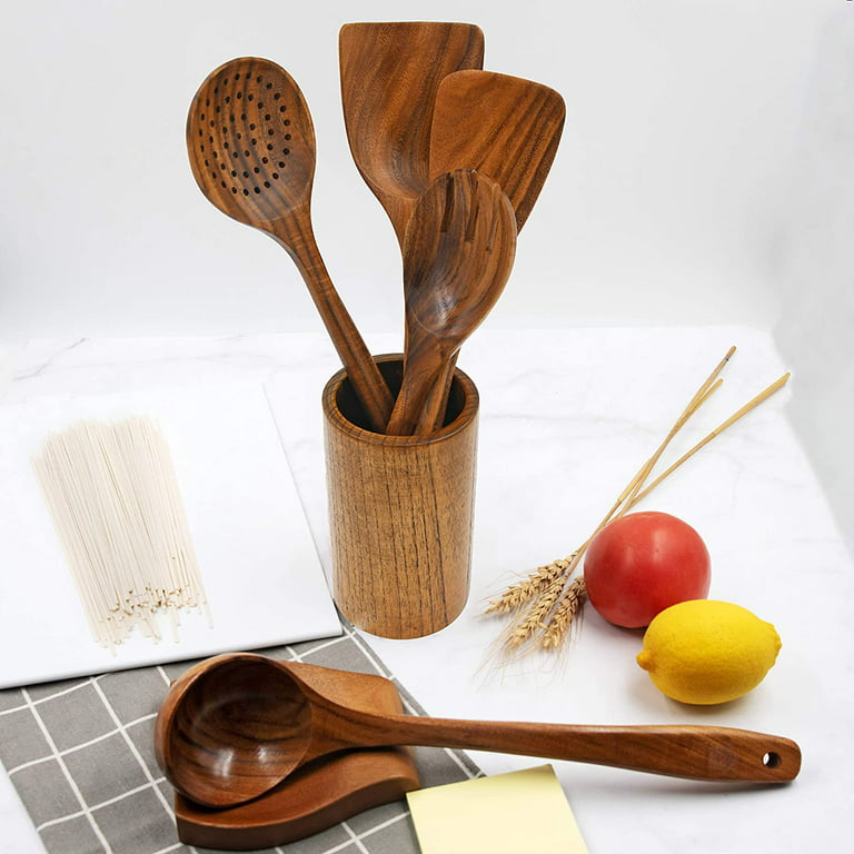  Healthy Cooking Utensils Set,Tmkit Wooden Cooking Tools -  Natural Nonstick Hard Wood Spatula and Spoons - Durable Eco-friendly and  Safe Kitchen Cooking spoon (set of 5): Home & Kitchen