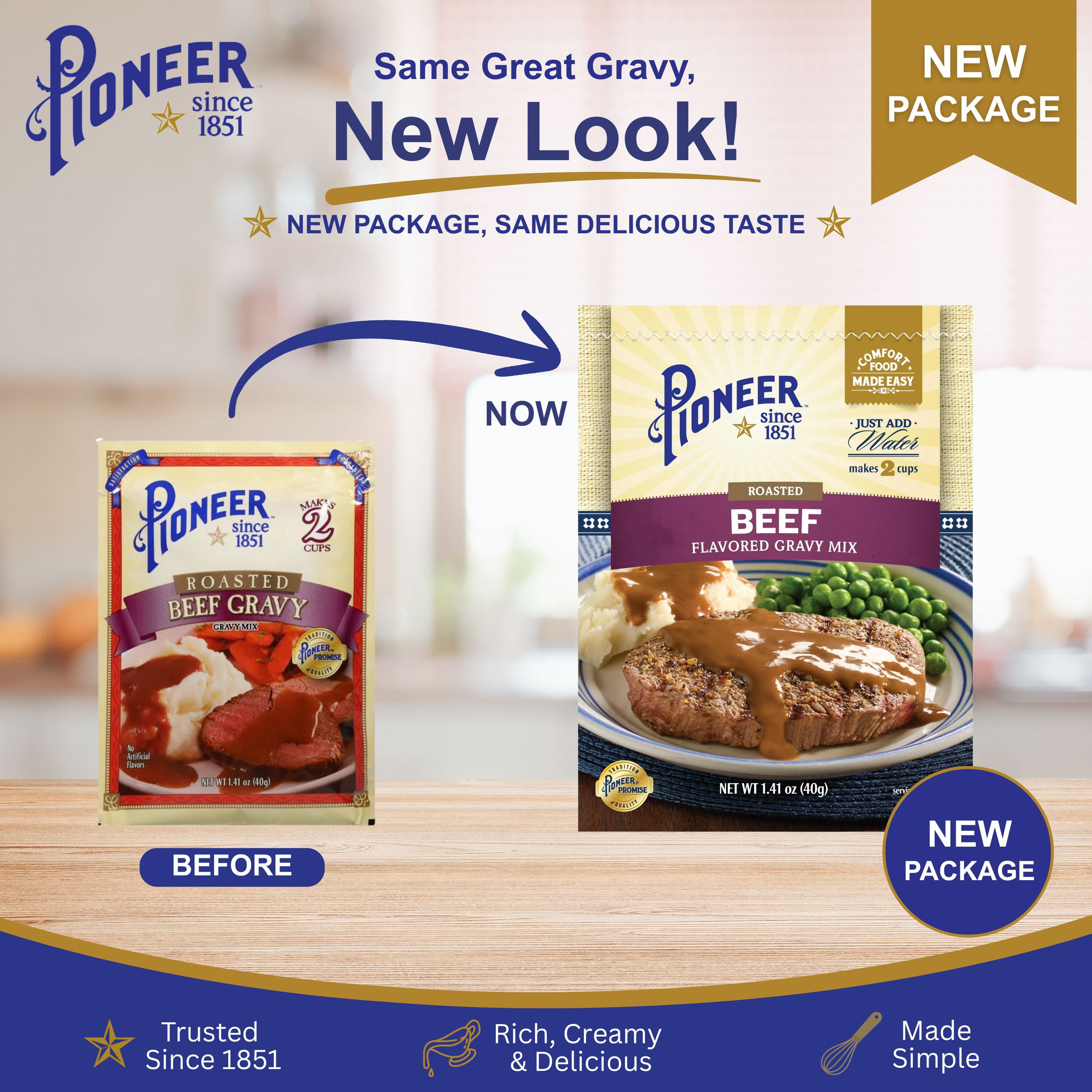 (8 pack) Pioneer Roasted Beef Gravy Mix Packet, 1.41 oz - Homestyle Flavor, Made Easy!