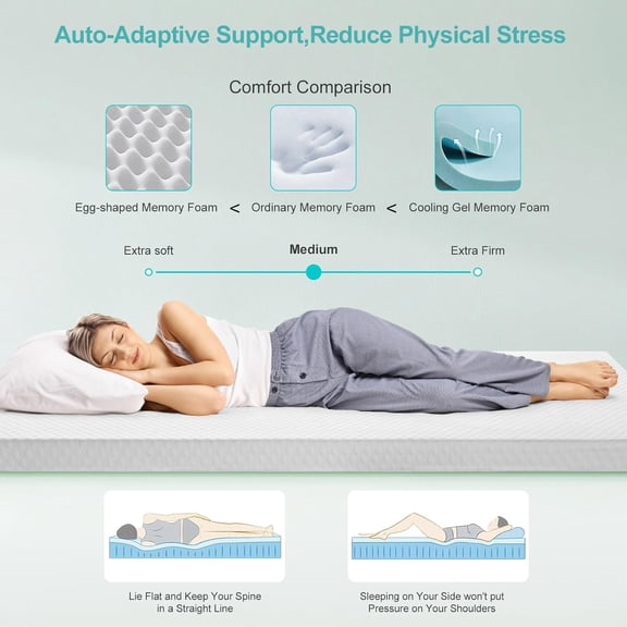 3 Inch Cooling Gel Memory Foam Mattress Topper Twin Size