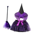 thumbnail image 4 of Disfraz de bruja de Halloween para niñas, disfraz de festival, falda, sombrero y escoba. L, 4 of 8