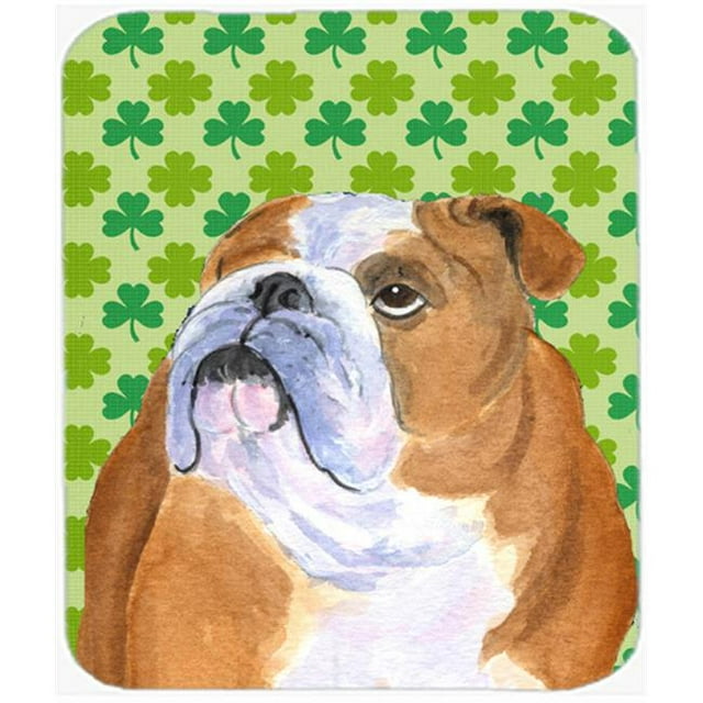 Bulldog English St. Patricks Day Shamrock Mouse Pad, Hot Pad Or Trivet